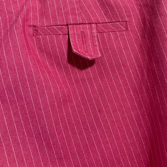 Next Capri Trousers Pink Pinstripe Cotton Blend Cuffed Hem With Pockets UK 14 - Picture 9 of 13